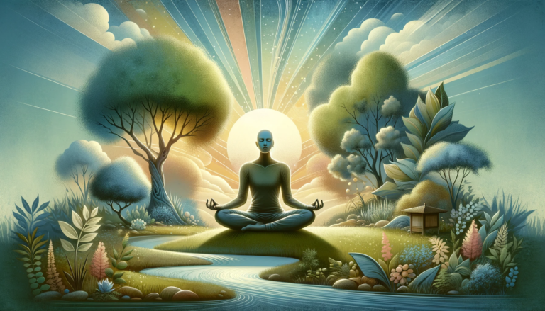 Ilustrační obrázek postavy praktikující cvičení mindfulness