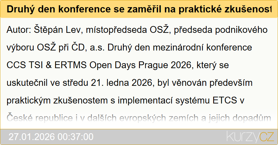 Praktické zkušenosti s ETCS na konferenci v Praze