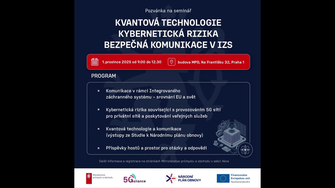 Kvantové technologie a bezpečná komunikace v IZS: Seminář 5G a kvantové infrastruktury