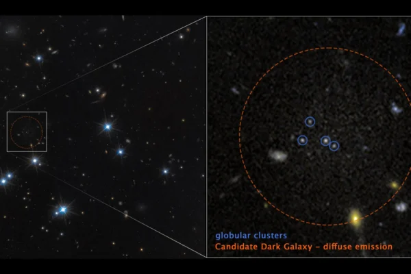 NASA Hubble odhaluje téměř neviditelnou ‚duchovou galaxii‘ tvořenou z 99 % temnou hmotou