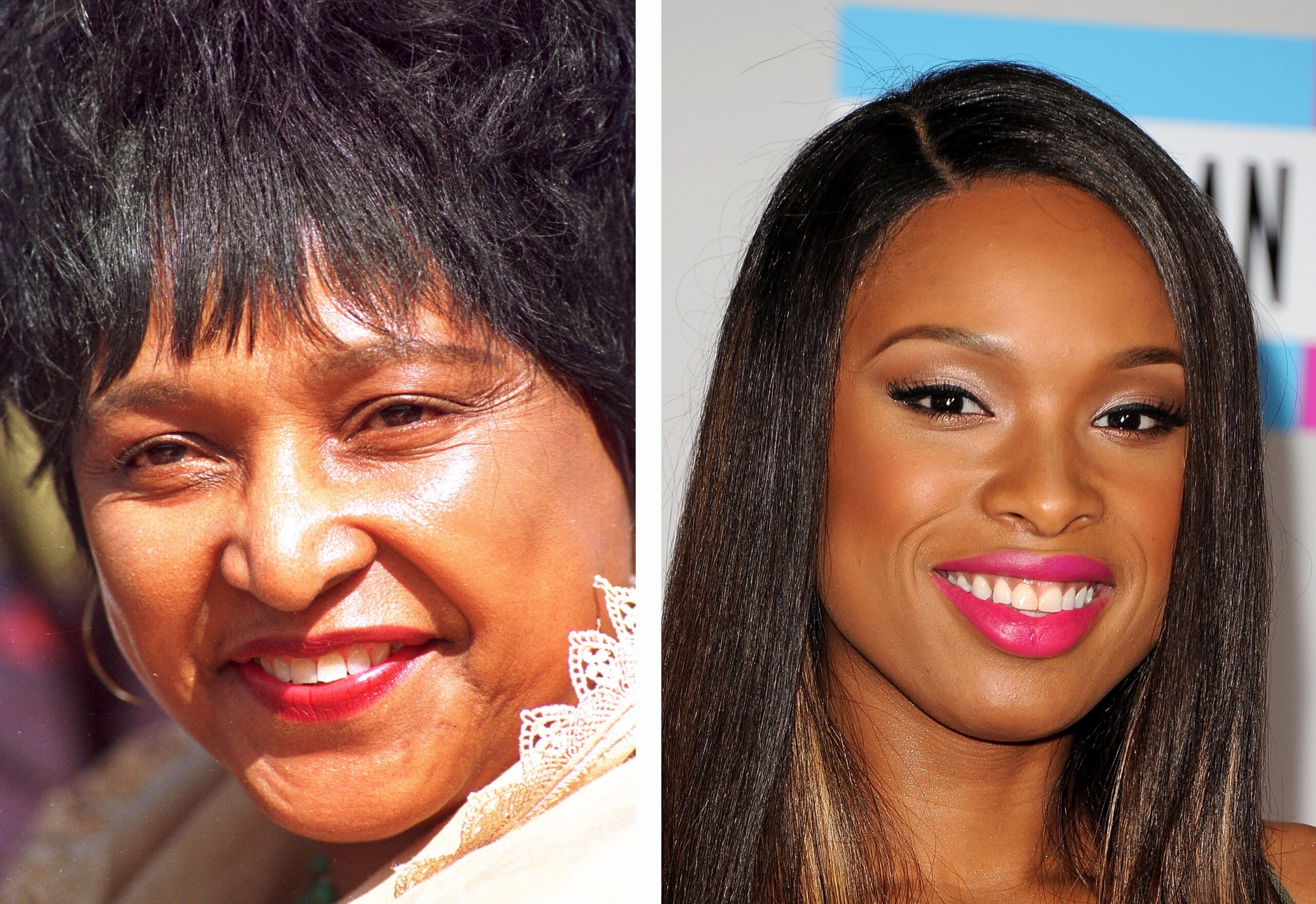 Fotografie Winnie Mandely vedle fotografie Jennifer Hudson