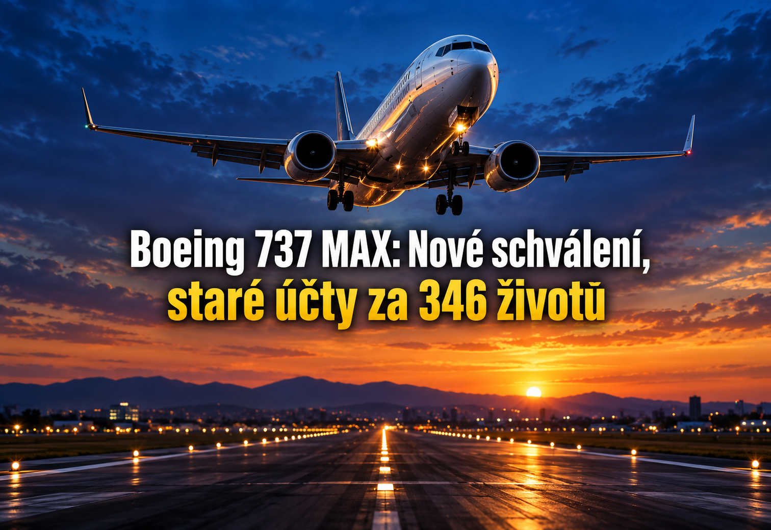 Ilustrace letadla k článku Boeing 737 MAX: Nové schválení, staré účty za 346 životů.