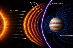 Jupiterův neviditelný štít: Komplexní obrana proti slunečnímu větru